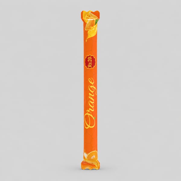 Orange Candy Stick Wrapper Packaging Design