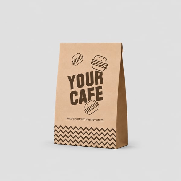 Custom Cafe Kraft Paper Bag Mockup