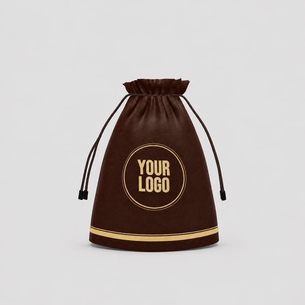 Brown Drawstring Pouch Bag with Custom Logo Design