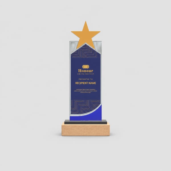 Outstanding Star Trophy Award Mockup Design