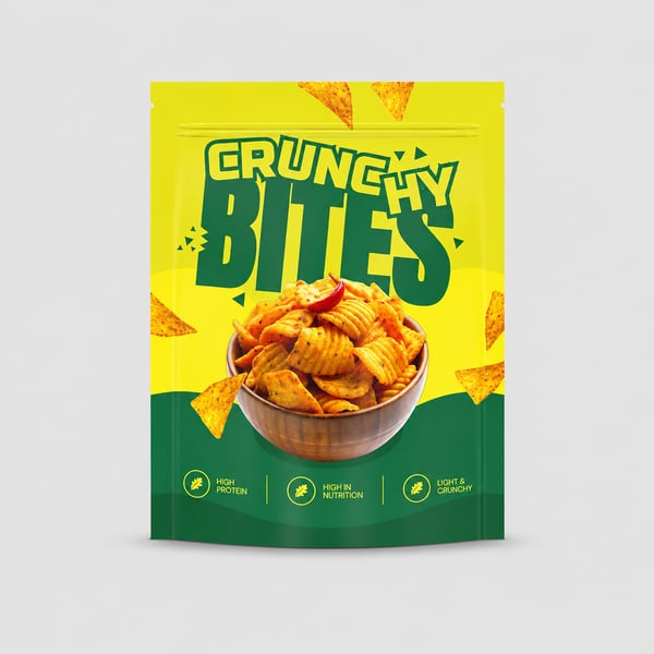 Crunchy Snack Sachet Packaging Mockup