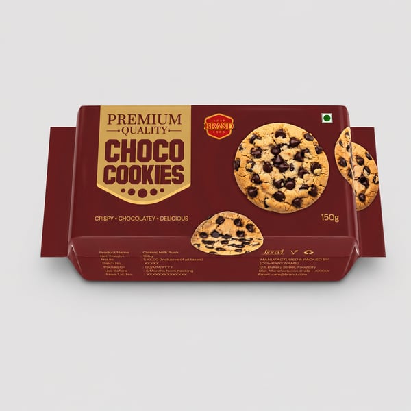 Choco Cookies Packet Packaging Mockup