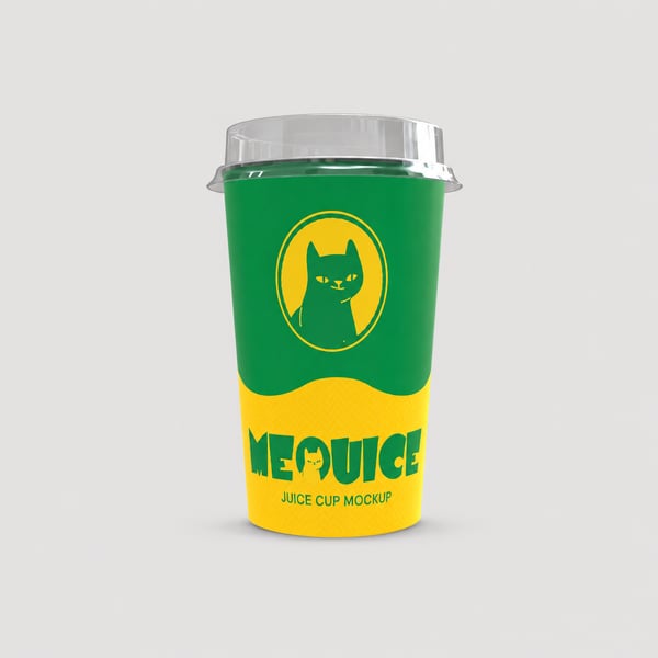 Plastic Juice Cup with Transparent Lid Mockup