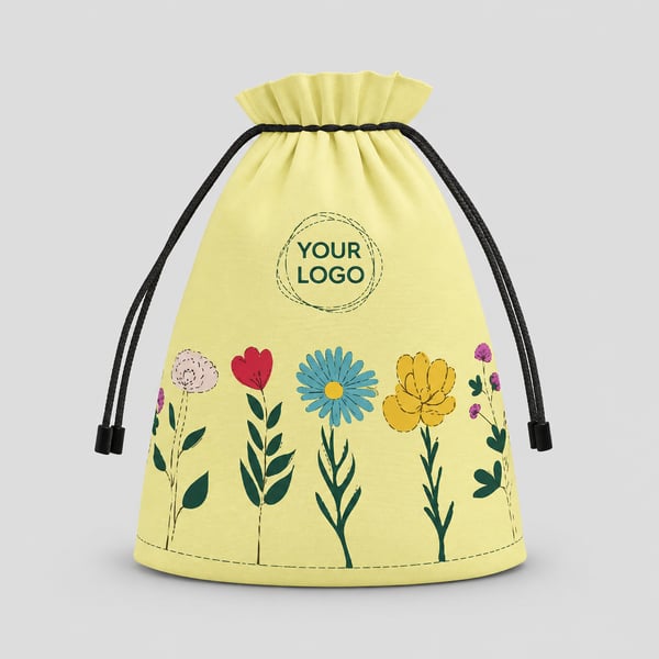 Personalized Yellow Floral Drawstring Pouch