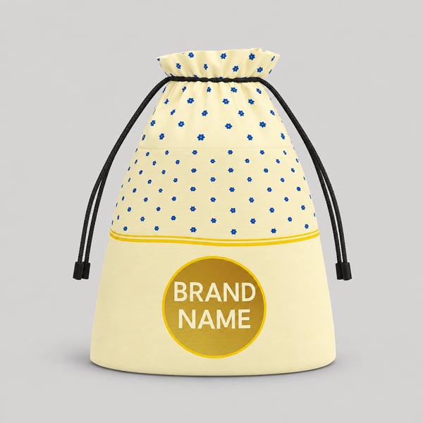 Cream Flower Print Promotional Gift Pouch