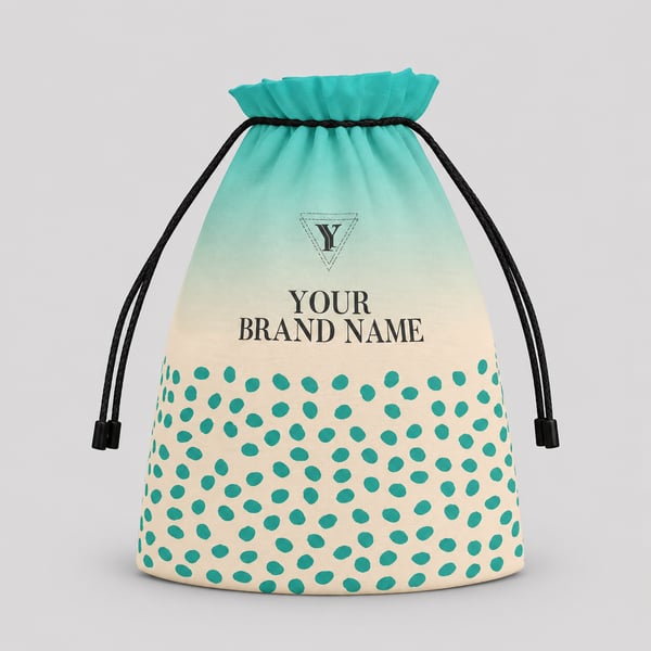 Custom Logo Mint Green & Cream Drawstring Pouch