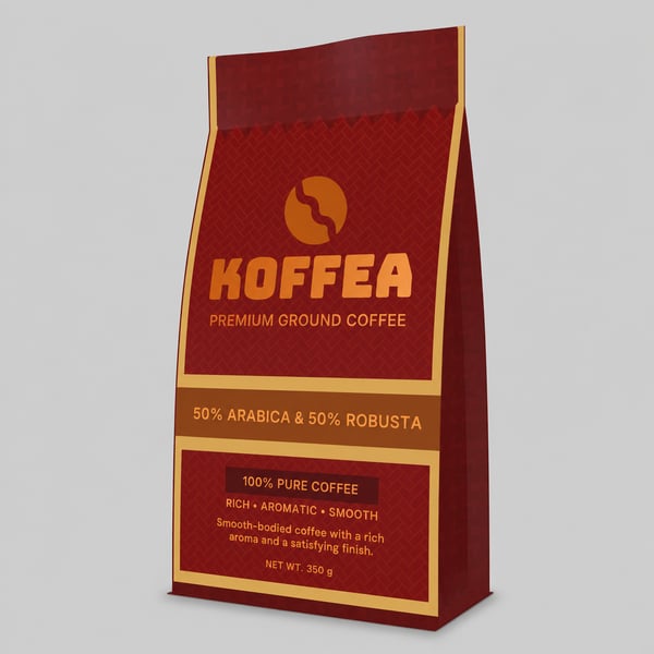 Golden Coffee Powder Sachet Design Mockup