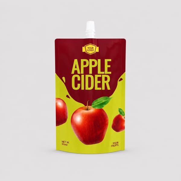 Apple Cider Spouted Pouch Packaging Mockup