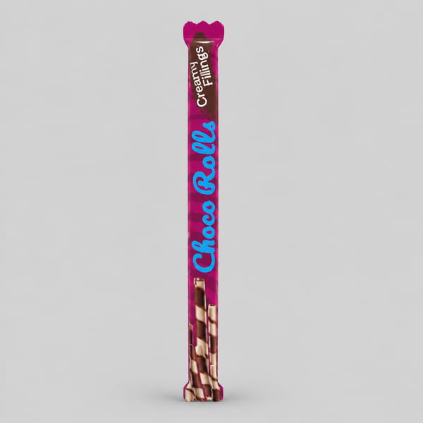 Chocolate Cream Wafer Roll Candy Wrapper Design