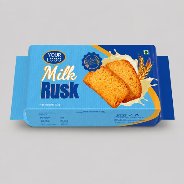 Milk Crunch Rusk Packet Packaging Mockup