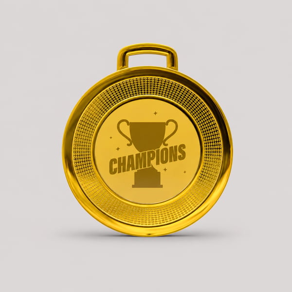 Custom Gold Champion Medal Mockup