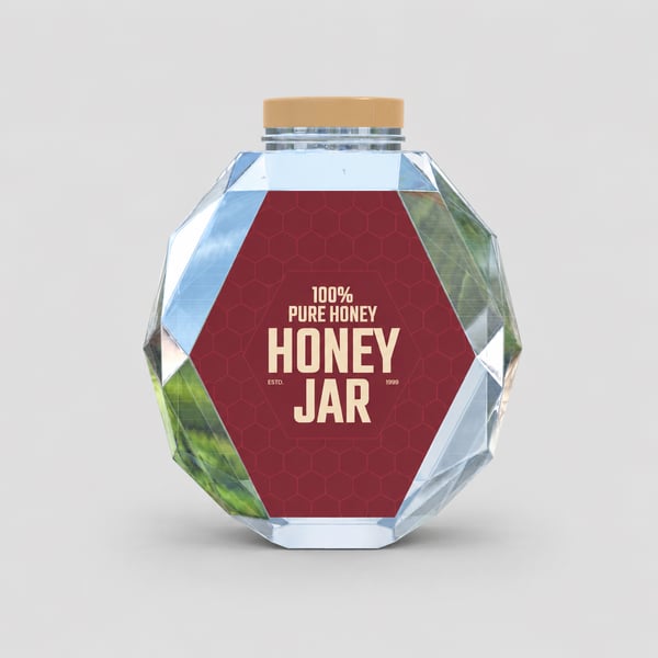 Geometric Glass Honey Jar Packaging Design