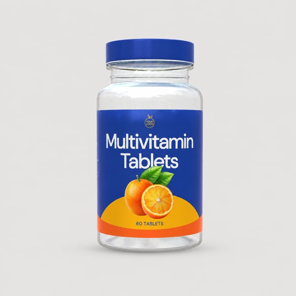 Multivitamin Tablet Bottle Mockup