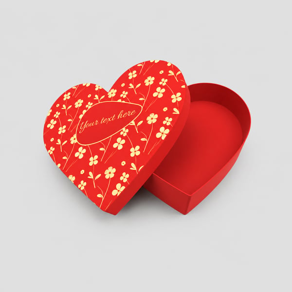 Floral Heart Gift Box Mockup