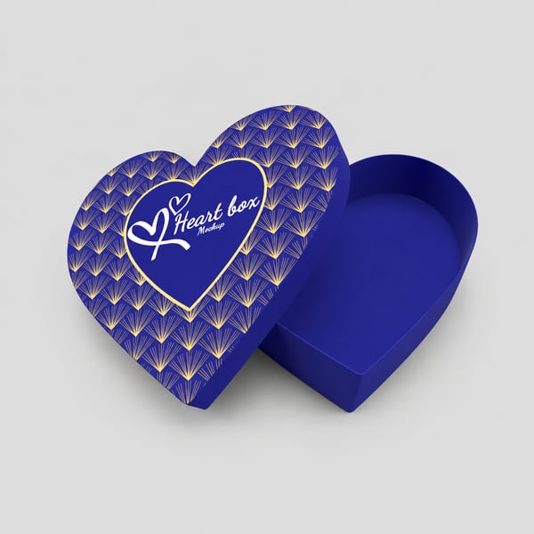 Blue Heart Gift Box Design Mockup for Luxury Packaging
