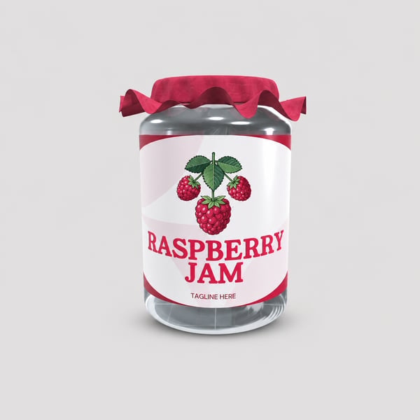  Raspberry Cloth Top Glass Jar Packaging Mockup