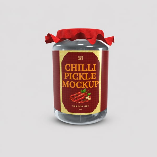 Pickle Cloth Top Glass Jar Packaging Mockup