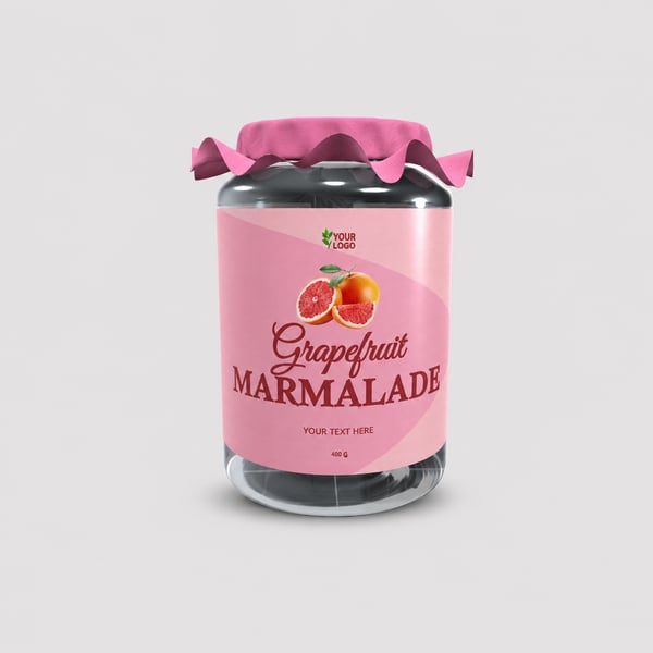 Grape Fruit Cloth Top Glass Jar Packaging Mockup