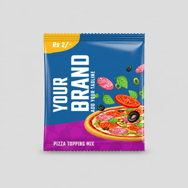 Modern Pizza Topping Mix Sachet Mockup