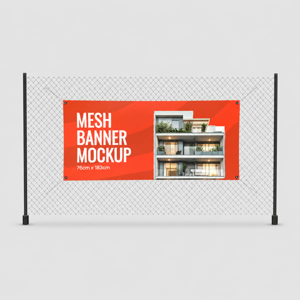 Premium Mesh Fence Banner Mockup