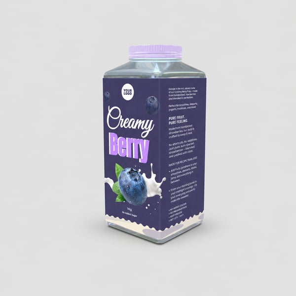 Blueberry Pulp Square Jar Packaging Mockup