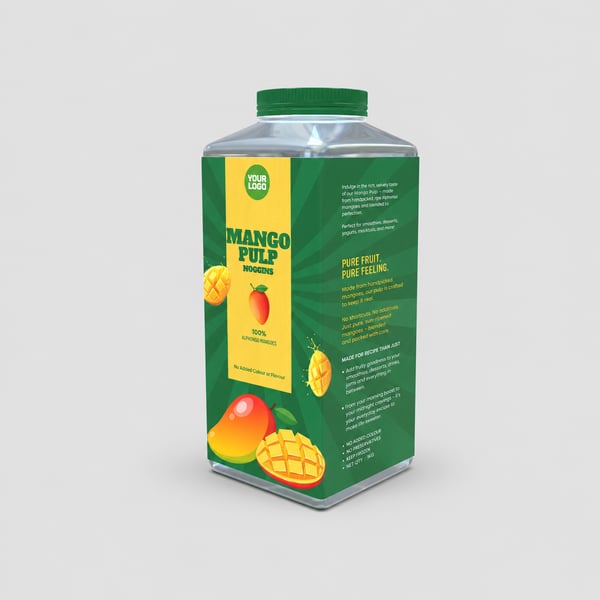 Mango Pulp Square Jar Packaging Mockup
