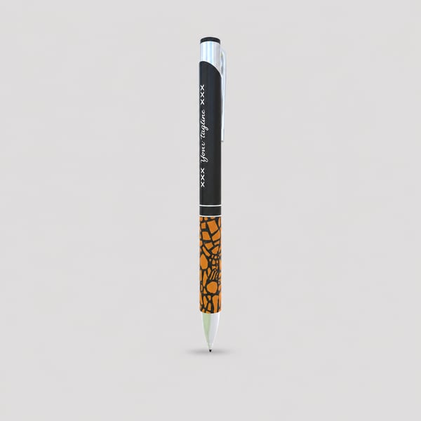 Modern Black & Orange Promotional Pen Design Mockup