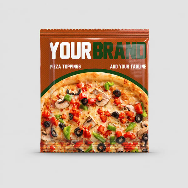 Custom Pizza Toppings Food Packet Mockup