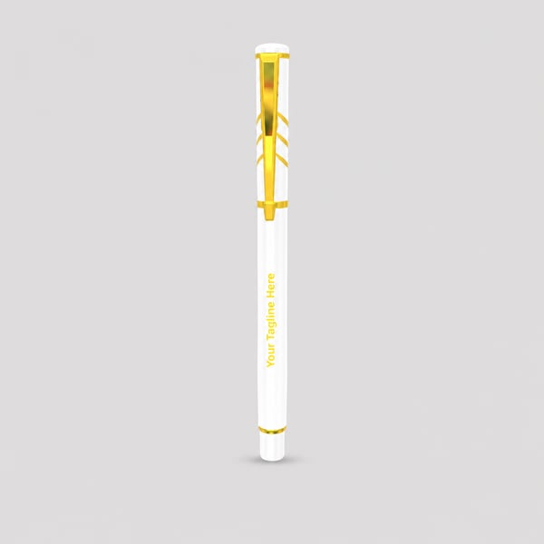 Luxury White & Gold Executive Pen Design Mockup
