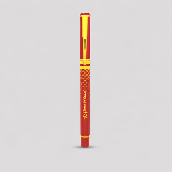 Elegant Red & Gold Corporate Pen Mockup
