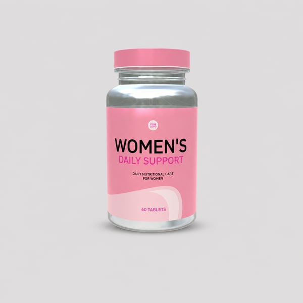 Women Supplement Tablet Bottle Mockup