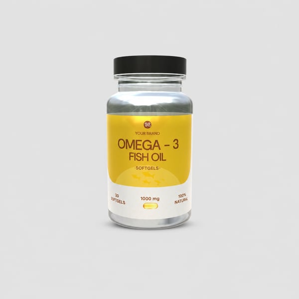Omega Supplement Tablet Bottle Mockup