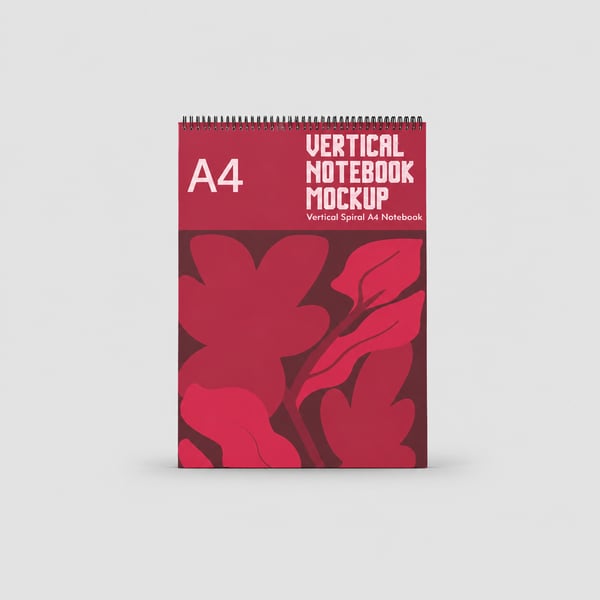 Flower A4 Spiral Vertical Notebook Mockup