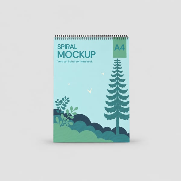 Nature A4 Spiral Vertical Notebook Mockup