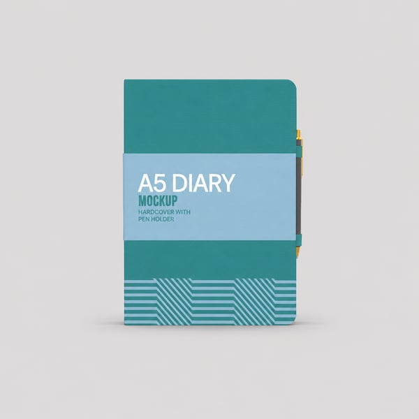 Ruled Pen Holder A5 Notebook Mockup
