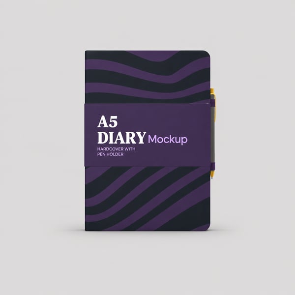 Grid Pen Holder A5 Notebook Mockup