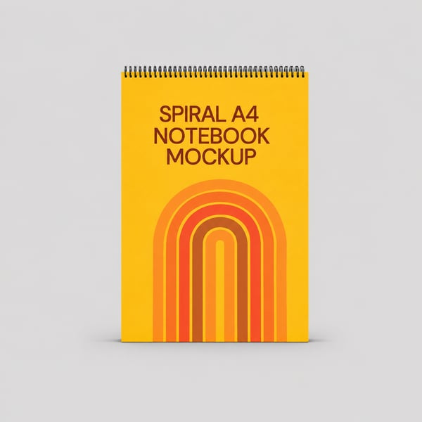 Yellow A4 Spiral Vertical Notebook Mockup