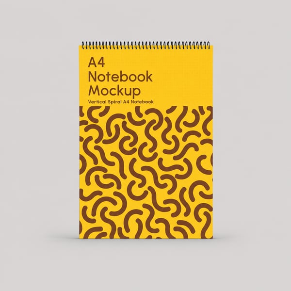 Classic A4 Spiral Vertical Notebook Mockup