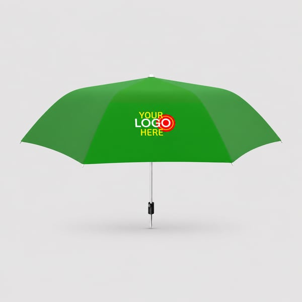 Green Rain Umbrella Mockup with Editable Logo Design