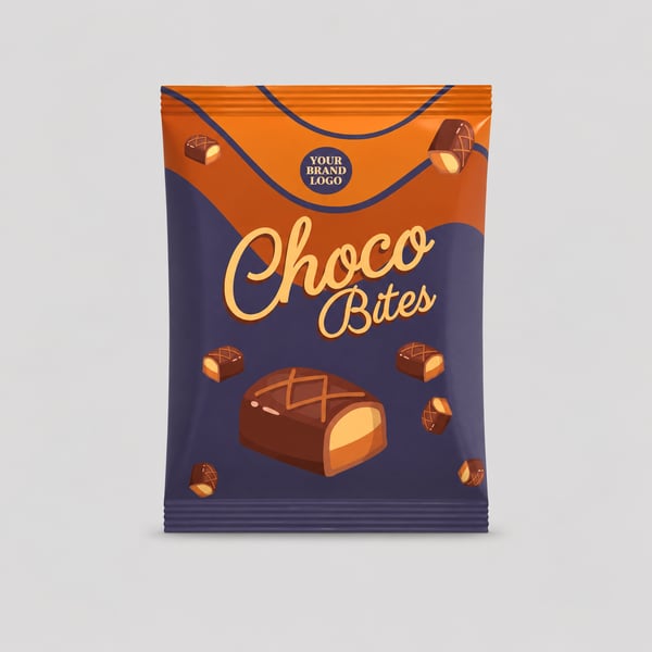 Chocolate Candy Pouch Packaging Mockup