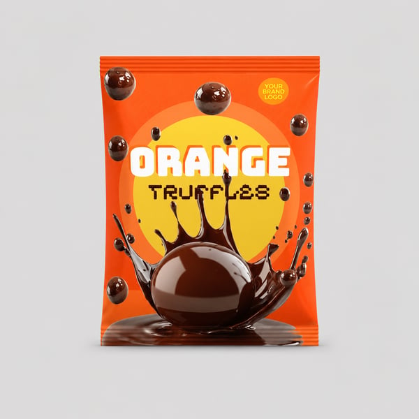 Orange Candy Pouch Packaging Mockup