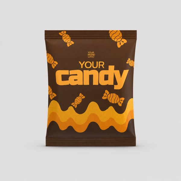 Coffee Candy Pouch Packaging Mockup