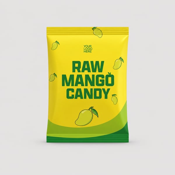 Raw Mango Candy Pouch Packaging Mockup