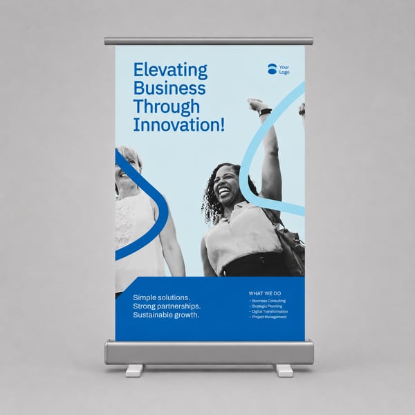 Corporate Blue Business Roll-Up Banner Mockup