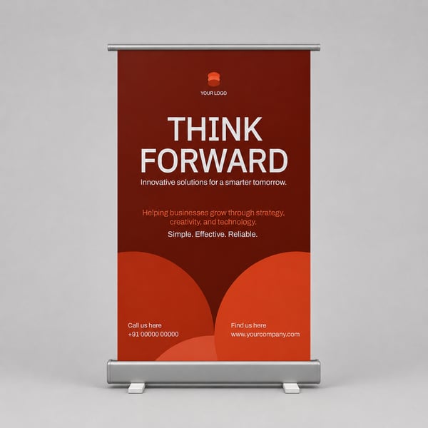 Bold Red Marketing Roll-Up Banner Mockup
