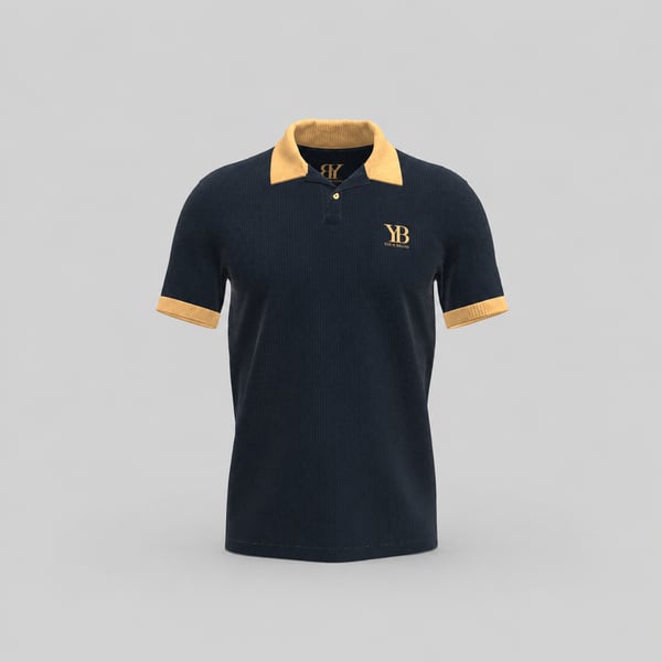 Navy Gold Premium Polo T-Shirt Mockup