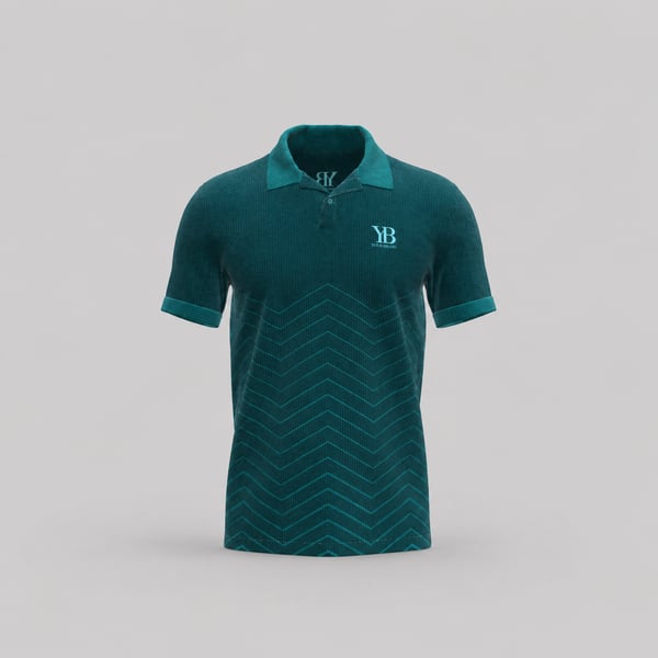 Teal Geometric Sports Polo T-Shirt Mockup