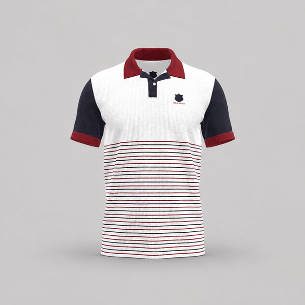 Striped Casual Elite Polo T-Shirt Mockup