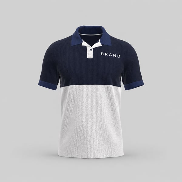 Navy Color Block Urban Polo T-Shirt Mockup