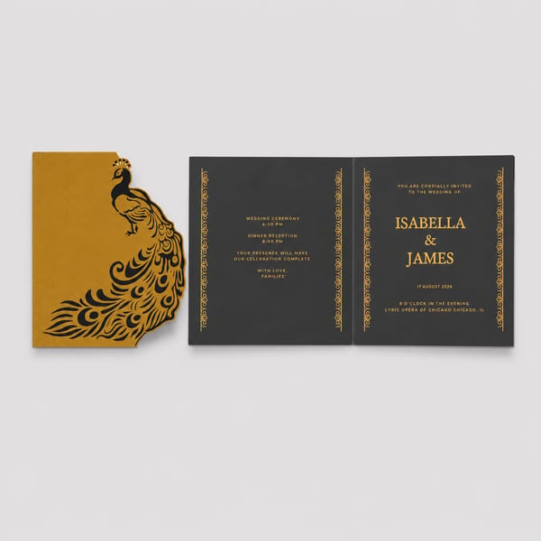 Decorative Peacock Wedding Card